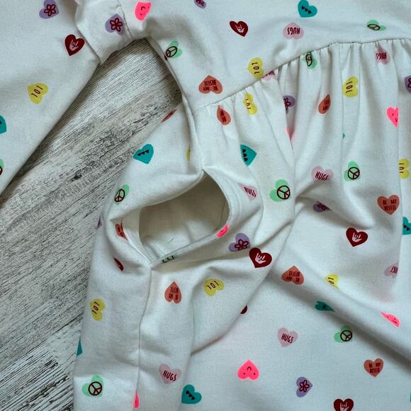 Cat & Jack Dress Girls 8 White Multicolor Hearts Long Sleeve Pockets Ruffle - Picture 6 of 7